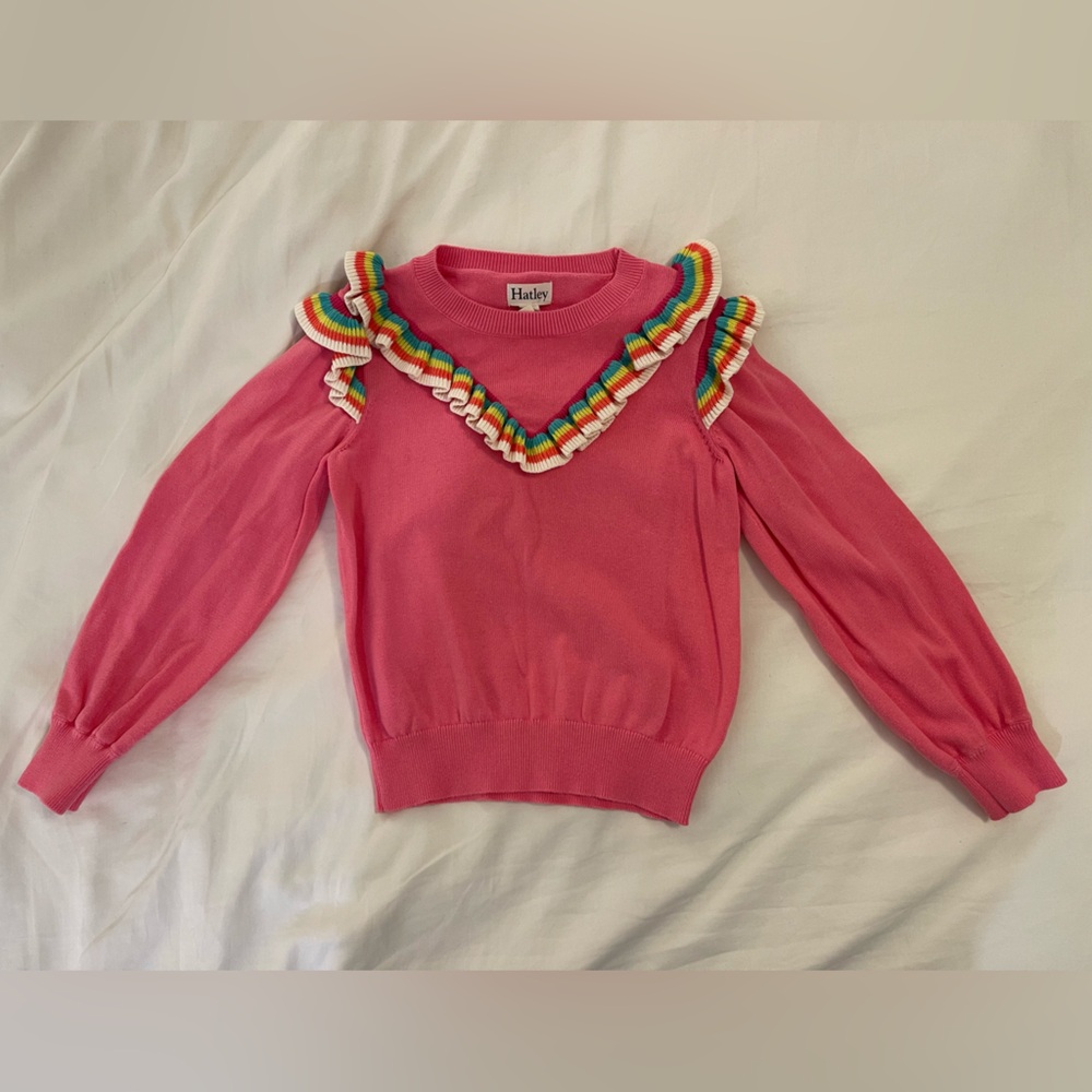 Harley girls size 6 pink ruffle sweater